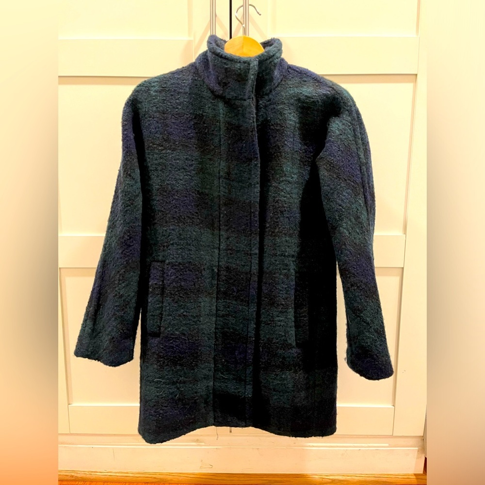 J. Crew blue/green plaid city coat size 00